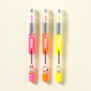 ピーナッツ カラフル蛍光ペン（イエロー・オレンジ・ピンク）3本セット