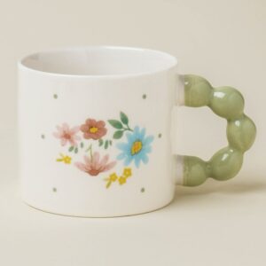 春の花 ビーズ取っ手マグカップ 約360ml